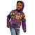 Hawaiian Turtle Love Couple Kid Hoodie Ocean Serenade - Honu Honi Ihu with Hibiscus and Romantic Sunset Purple Color