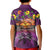 Hawaiian Turtle Love Couple Kid Polo Shirt Ocean Serenade - Honu Honi Ihu with Hibiscus and Romantic Sunset Purple Color