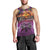 Hawaiian Turtle Love Couple Men Tank Top Ocean Serenade - Honu Honi Ihu with Hibiscus and Romantic Sunset Purple Color