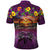 Hawaiian Turtle Love Couple Polo Shirt Ocean Serenade - Honu Honi Ihu with Hibiscus and Romantic Sunset Purple Color