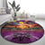 Hawaiian Turtle Love Couple Round Carpet Ocean Serenade - Honu Honi Ihu with Hibiscus and Romantic Sunset Purple Color