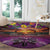 Hawaiian Turtle Love Couple Round Carpet Ocean Serenade - Honu Honi Ihu with Hibiscus and Romantic Sunset Purple Color