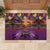 Hawaiian Turtle Love Couple Rubber Doormat Ocean Serenade - Honu Honi Ihu with Hibiscus and Romantic Sunset Purple Color