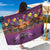 Hawaiian Turtle Love Couple Sarong Ocean Serenade - Honu Honi Ihu with Hibiscus and Romantic Sunset Purple Color