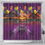 Hawaiian Turtle Love Couple Shower Curtain Ocean Serenade - Honu Honi Ihu with Hibiscus and Romantic Sunset Purple Color