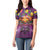 Hawaiian Turtle Love Couple Women Polo Shirt Ocean Serenade - Honu Honi Ihu with Hibiscus and Romantic Sunset Purple Color