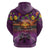 Hawaiian Turtle Love Couple Zip Hoodie Ocean Serenade - Honu Honi Ihu with Hibiscus and Romantic Sunset Purple Color