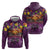 Hawaiian Turtle Love Couple Zip Hoodie Ocean Serenade - Honu Honi Ihu with Hibiscus and Romantic Sunset Purple Color