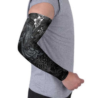 Hawaiian Tropical Plants and Tribal Whales Arm Sleeves Polynesian Art Tattoo Grayscale LT03 - Polynesian Pride