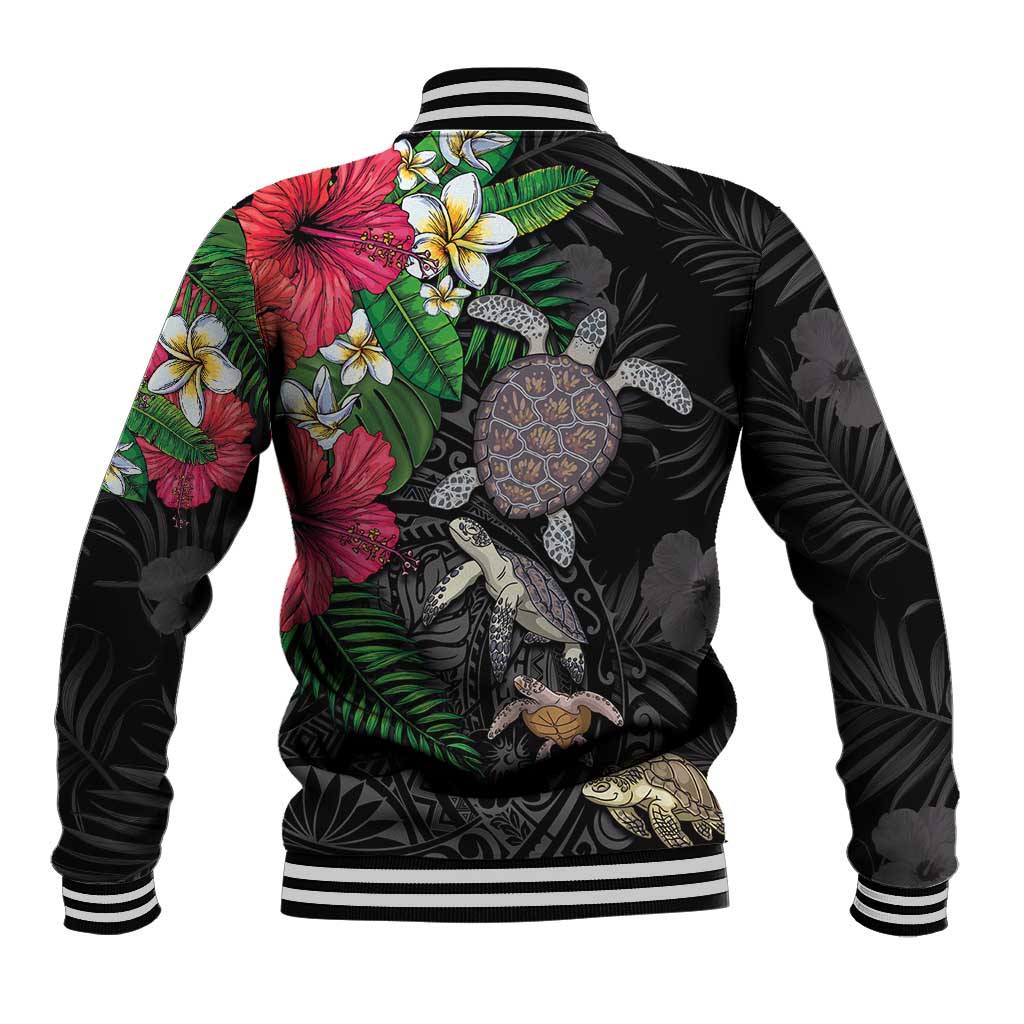 Hawaiian Tropical Plants and Turtles Baseball Jacket Polynesian Art Motifs LT03 - Polynesian Pride