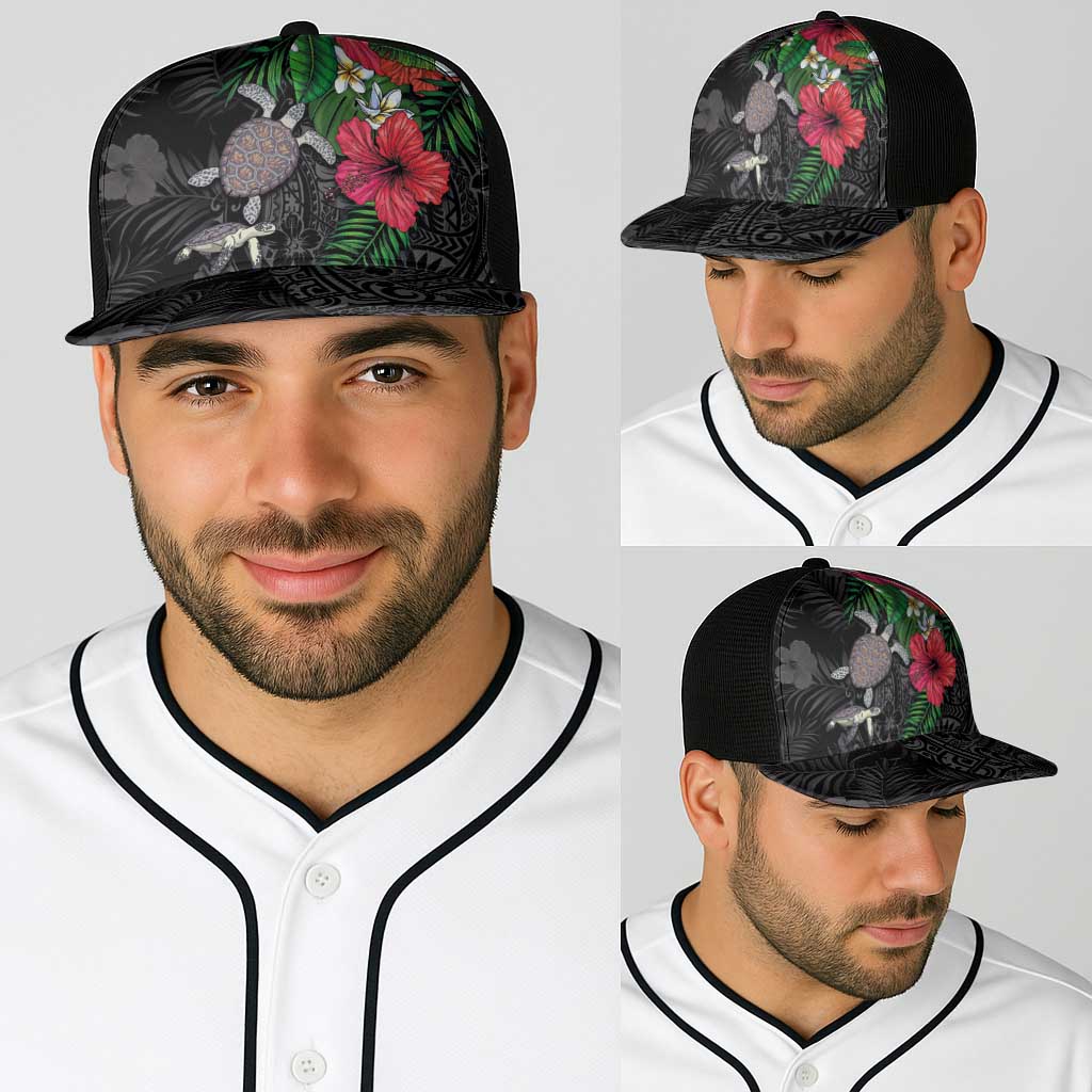 Hawaiian Tropical Plants and Turtles Baseball Net Cap Polynesian Art Motifs LT03 - Polynesian Pride