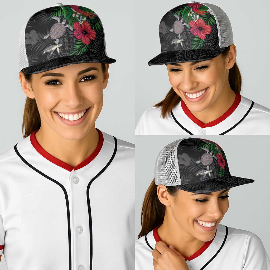 Hawaiian Tropical Plants and Turtles Baseball Net Cap Polynesian Art Motifs LT03 - Polynesian Pride