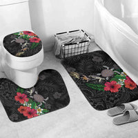 Hawaiian Tropical Plants and Turtles Bathroom Set Polynesian Art Motifs LT03 Mat Set Only (3 pcs) One Size Black - Polynesian Pride