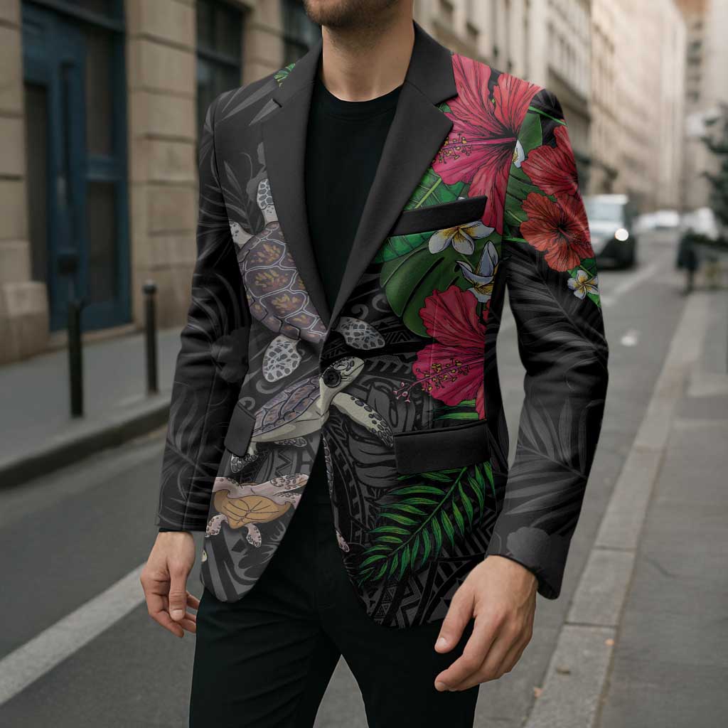 Hawaiian Tropical Plants and Turtles Blazer Polynesian Art Motifs LT03 - Polynesian Pride