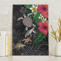 Hawaiian Tropical Plants and Turtles Canvas Wall Art Polynesian Art Motifs LT03 Without Frame Black - Polynesian Pride