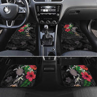 Hawaiian Tropical Plants and Turtles Car Mats Polynesian Art Motifs LT03 Set 4pcs Black - Polynesian Pride