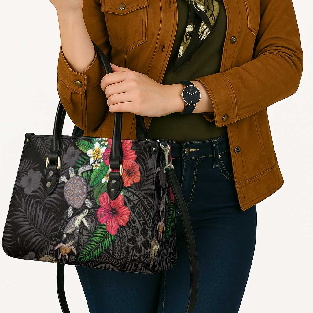 Hawaiian Tropical Plants and Turtles Leather Bag Polynesian Art Motifs LT03 - Polynesian Pride