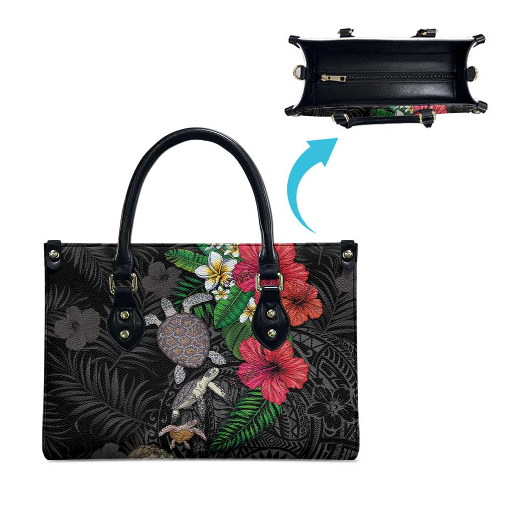 Hawaiian Tropical Plants and Turtles Leather Bag Polynesian Art Motifs LT03 - Polynesian Pride
