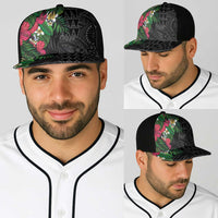 Hawaiian Tropical Plants Baseball Net Cap Kakau Tattoo and Polynesian Pattern Half Black Color LT03 - Polynesian Pride