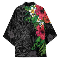 Hawaiian Tropical Plants Kimono Kakau Tattoo and Polynesian Pattern Half Black Color LT03 - Polynesian Pride