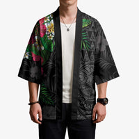 Hawaiian Tropical Plants Kimono Kakau Tattoo and Polynesian Pattern Half Black Color LT03 - Polynesian Pride