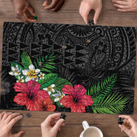 Hawaiian Tropical Plants Puzzle Kakau Tattoo and Polynesian Pattern Half Black Color LT03 - Polynesian Pride