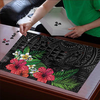 Hawaiian Tropical Plants Puzzle Kakau Tattoo and Polynesian Pattern Half Black Color LT03 - Polynesian Pride