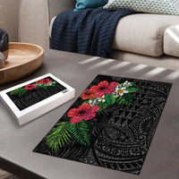 Hawaiian Tropical Plants Puzzle Kakau Tattoo and Polynesian Pattern Half Black Color LT03 - Polynesian Pride