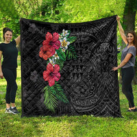 Hawaiian Tropical Plants Quilt Kakau Tattoo and Polynesian Pattern Half Black Color LT03 - Polynesian Pride