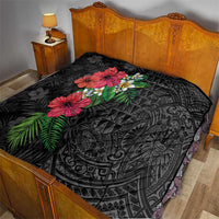 Hawaiian Tropical Plants Quilt Kakau Tattoo and Polynesian Pattern Half Black Color LT03 - Polynesian Pride