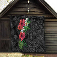 Hawaiian Tropical Plants Quilt Kakau Tattoo and Polynesian Pattern Half Black Color LT03 - Polynesian Pride