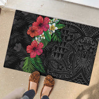 Hawaiian Tropical Plants Rubber Doormat Kakau Tattoo and Polynesian Pattern Half Black Color LT03 - Polynesian Pride