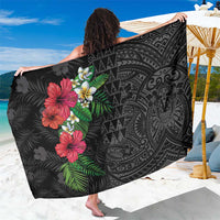 Hawaiian Tropical Plants Sarong Kakau Tattoo and Polynesian Pattern Half Black Color LT03 One Size 44 x 66 inches Black - Polynesian Pride
