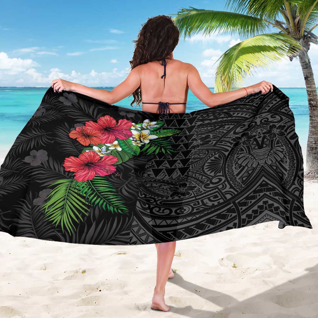 Hawaiian Tropical Plants Sarong Kakau Tattoo and Polynesian Pattern Half Black Color LT03 - Polynesian Pride