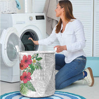 Hawaiian Tropical Plants Laundry Basket Kakau Tattoo and Polynesian Pattern Half White Color LT03 - Polynesian Pride