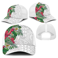 Hawaiian Tropical Plants Baseball Net Cap Kakau Tattoo and Polynesian Pattern Half Black White LT03 - Polynesian Pride