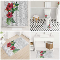 Hawaiian Tropical Plants Bathroom Set Kakau Tattoo and Polynesian Pattern Half White Color LT03 - Polynesian Pride