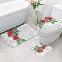 Hawaiian Tropical Plants Bathroom Set Kakau Tattoo and Polynesian Pattern Half White Color LT03 - Polynesian Pride