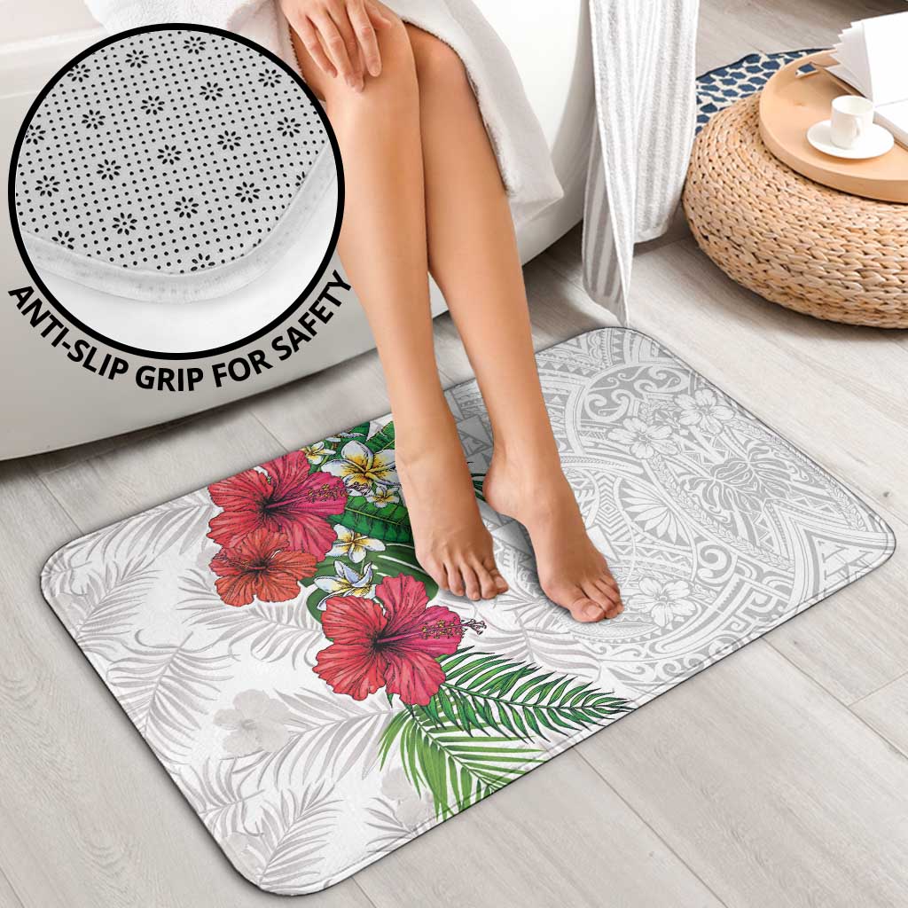 Hawaiian Tropical Plants Bathroom Set Kakau Tattoo and Polynesian Pattern Half White Color LT03 - Polynesian Pride
