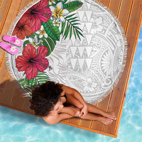 Hawaiian Tropical Plants Beach Blanket Kakau Tattoo and Polynesian Pattern Half White Color LT03 - Polynesian Pride