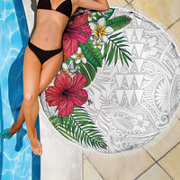 Hawaiian Tropical Plants Beach Blanket Kakau Tattoo and Polynesian Pattern Half White Color LT03 - Polynesian Pride