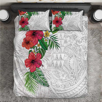 Hawaiian Tropical Plants Bedding Set Kakau Tattoo and Polynesian Pattern Half White Color LT03 White - Polynesian Pride