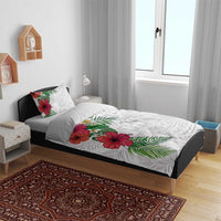 Hawaiian Tropical Plants Bedding Set Kakau Tattoo and Polynesian Pattern Half White Color LT03 - Polynesian Pride
