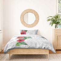 Hawaiian Tropical Plants Bedding Set Kakau Tattoo and Polynesian Pattern Half White Color LT03 - Polynesian Pride
