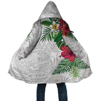 Hawaiian Tropical Plants Cloak Kakau Tattoo and Polynesian Pattern Half White Color LT03 Unisex White - Polynesian Pride