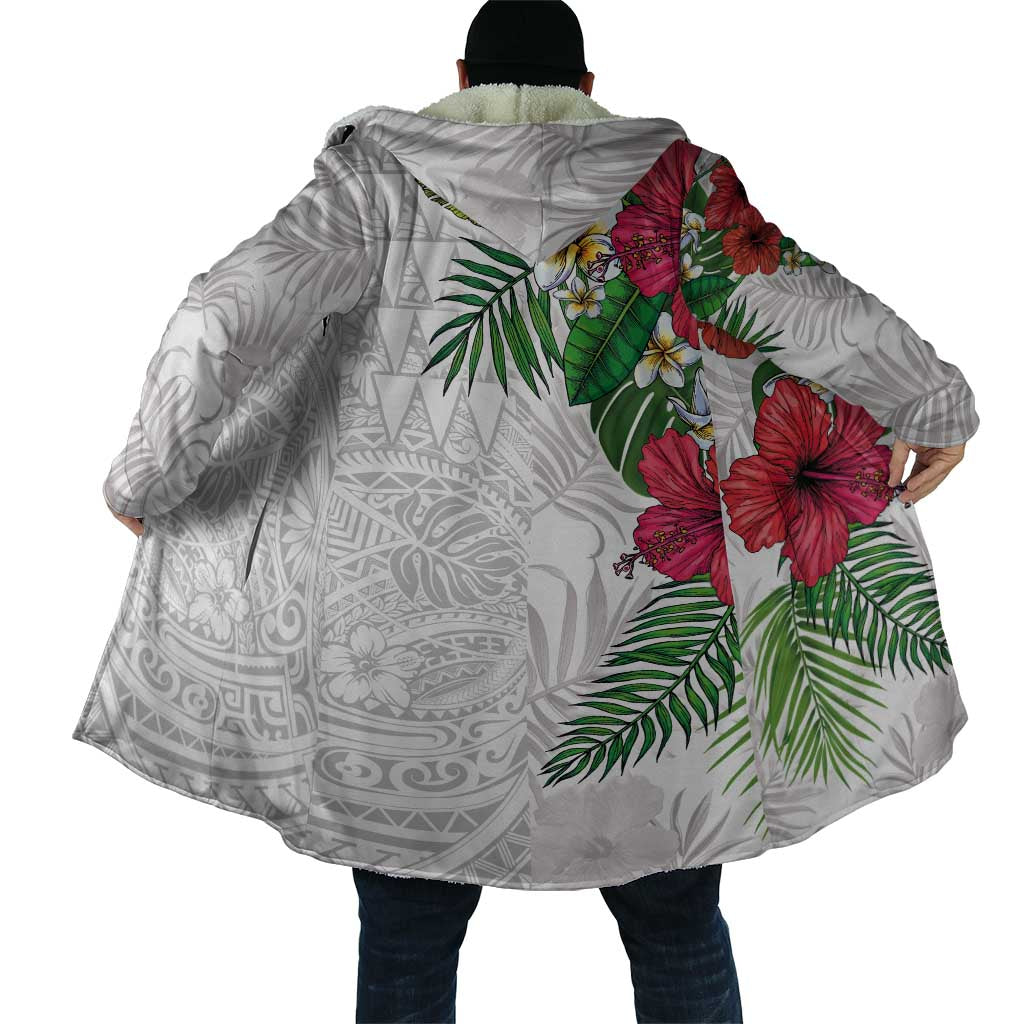 Hawaiian Tropical Plants Cloak Kakau Tattoo and Polynesian Pattern Half White Color LT03 - Polynesian Pride