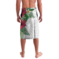 Hawaiian Tropical Plants Lavalava Kakau Tattoo and Polynesian Pattern Half White Color LT03 - Polynesian Pride