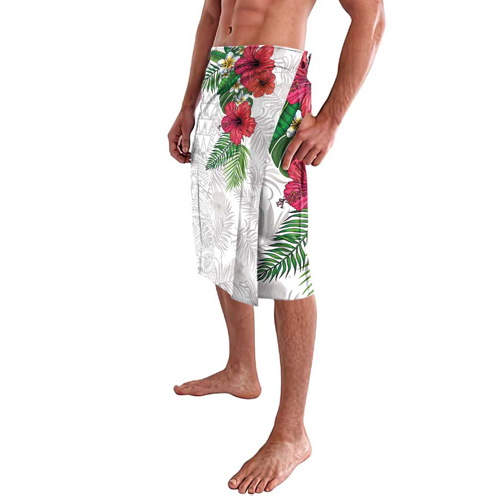 Hawaiian Tropical Plants Lavalava Kakau Tattoo and Polynesian Pattern Half White Color LT03 - Polynesian Pride