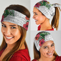 Hawaiian Tropical Plants Neck Gaiter Kakau Tattoo and Polynesian Pattern Half White Color LT03 - Polynesian Pride