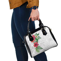 Hawaiian Tropical Plants Shoulder Handbag Kakau Tattoo and Polynesian Pattern Half White Color LT03 - Polynesian Pride